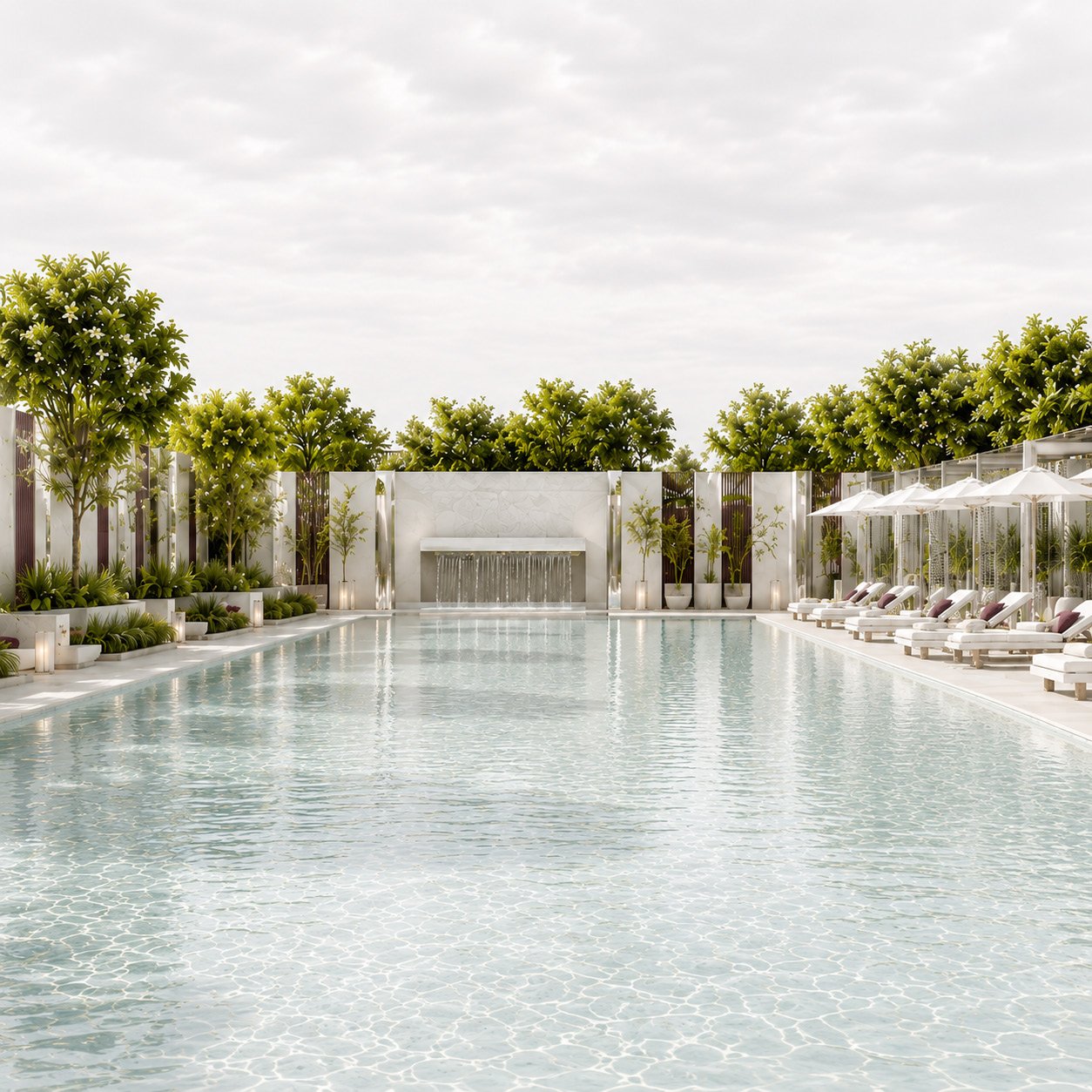 Podium gardens and pool at Dhuleva One50